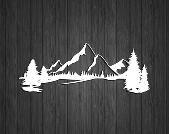 Mountains and treeline vinyl sticker - Off Road Graphic -RV Decal -Camper Decal