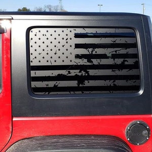 1 set (pair)  hardtop Distressed flag window decals - Fits Jeep Wrangler JKU 4 door- Free domestic shipping