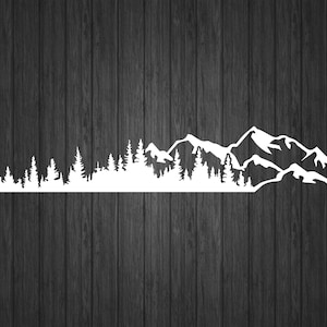 Mountain and Treeline Vinyl Decal - Off Road Sticker - RV Decal