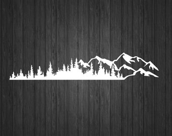 Mountain and Treeline Vinyl Decal - Off Road Sticker - RV Decal