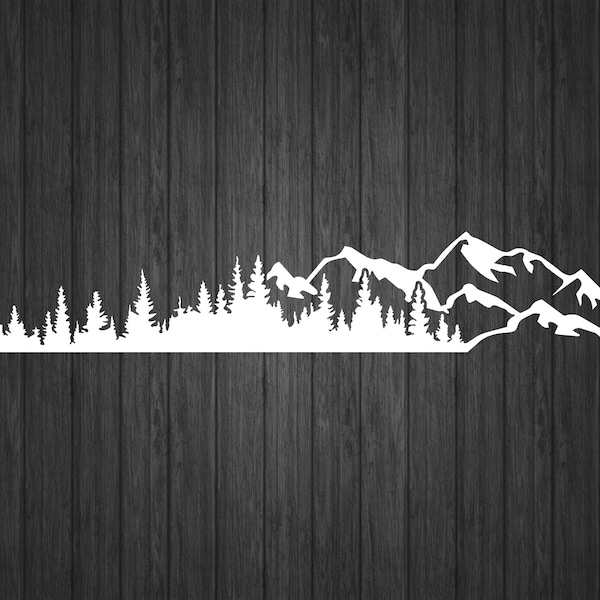 Mountain and Treeline Vinyl Decal - Off Road Sticker - RV Decal