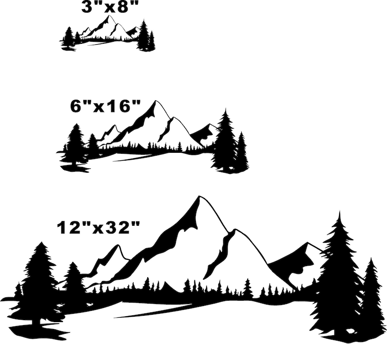 Mountains and Treeline Vinyl Sticker - off Road Graphic -RV Decal ...