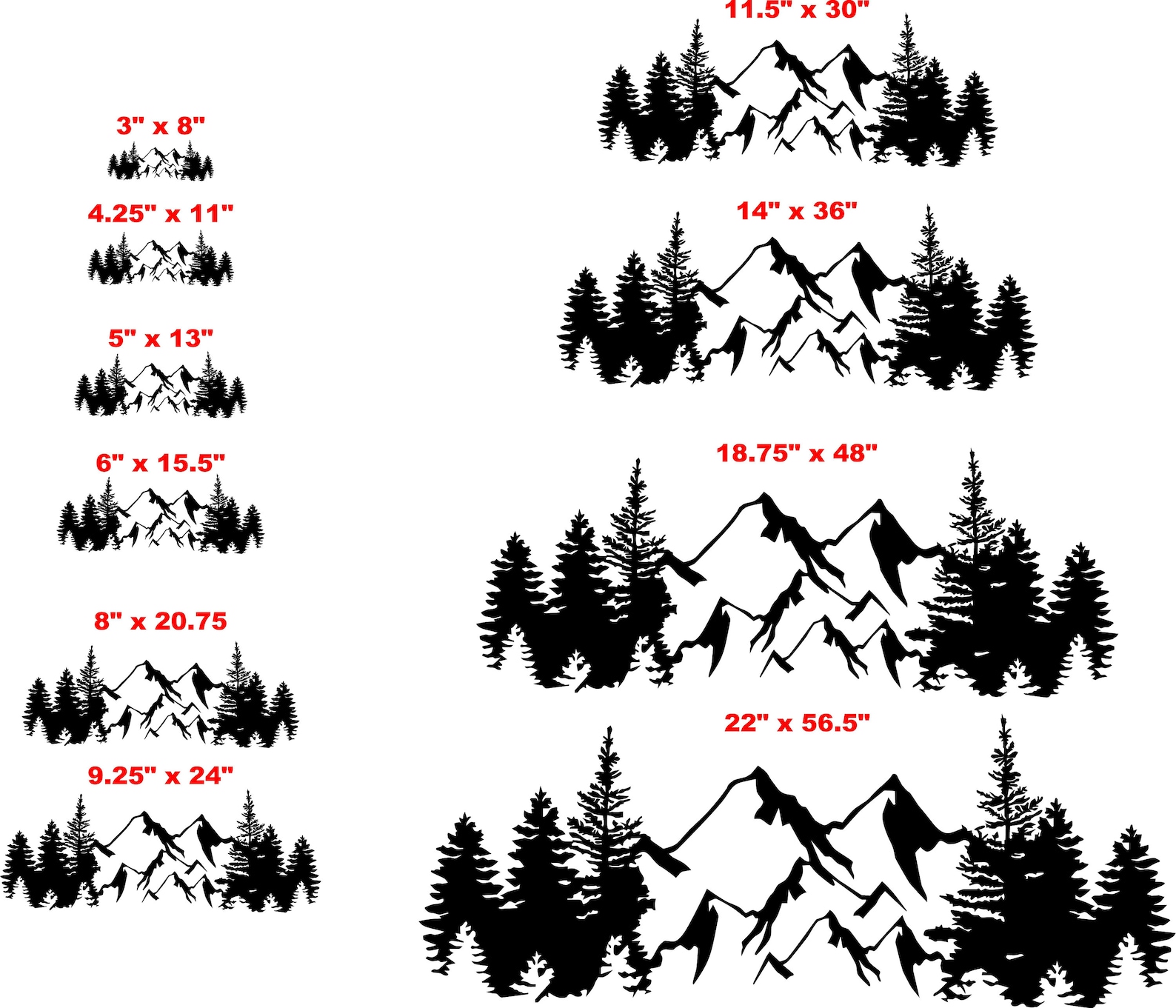 Treeline and Mountains Vinyl Decal - Etsy