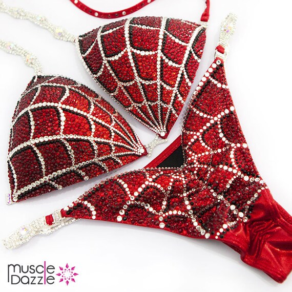 Red Spiderman Crystal Competition Bikini CB279 | Etsy Australia