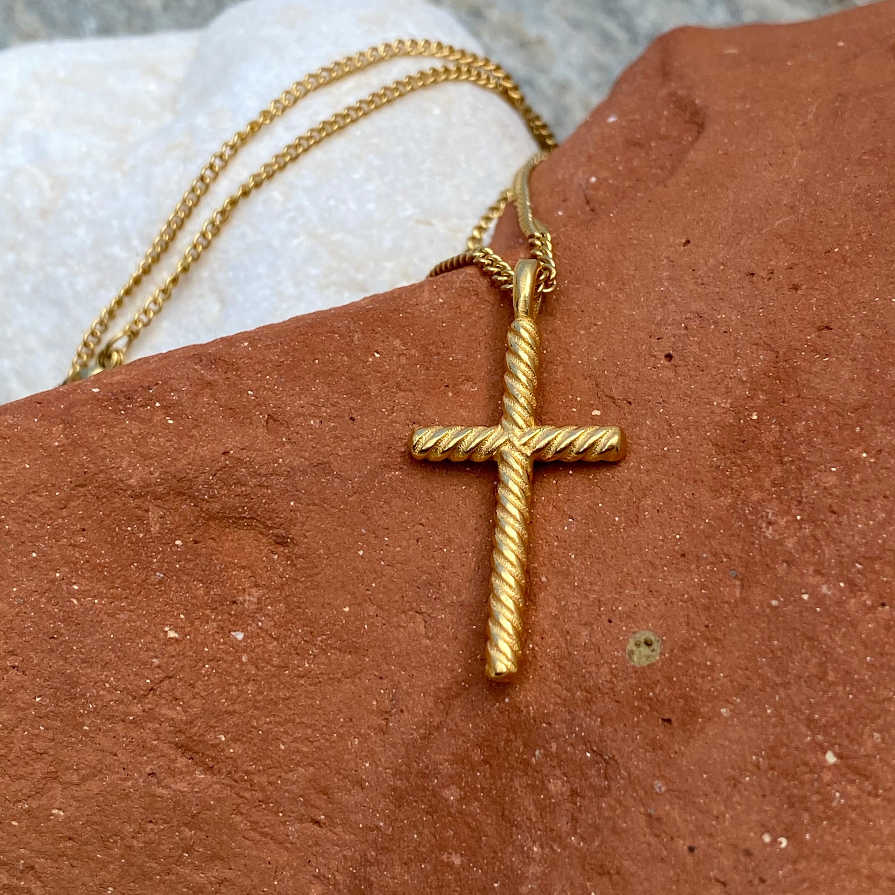 gold cross necklace rope cross gold cross necklace with gold chain 50 cm chain