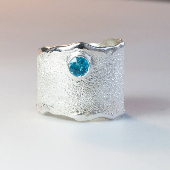 Blue topaz silver ring blue stone ring blue topaz ring blue | Etsy