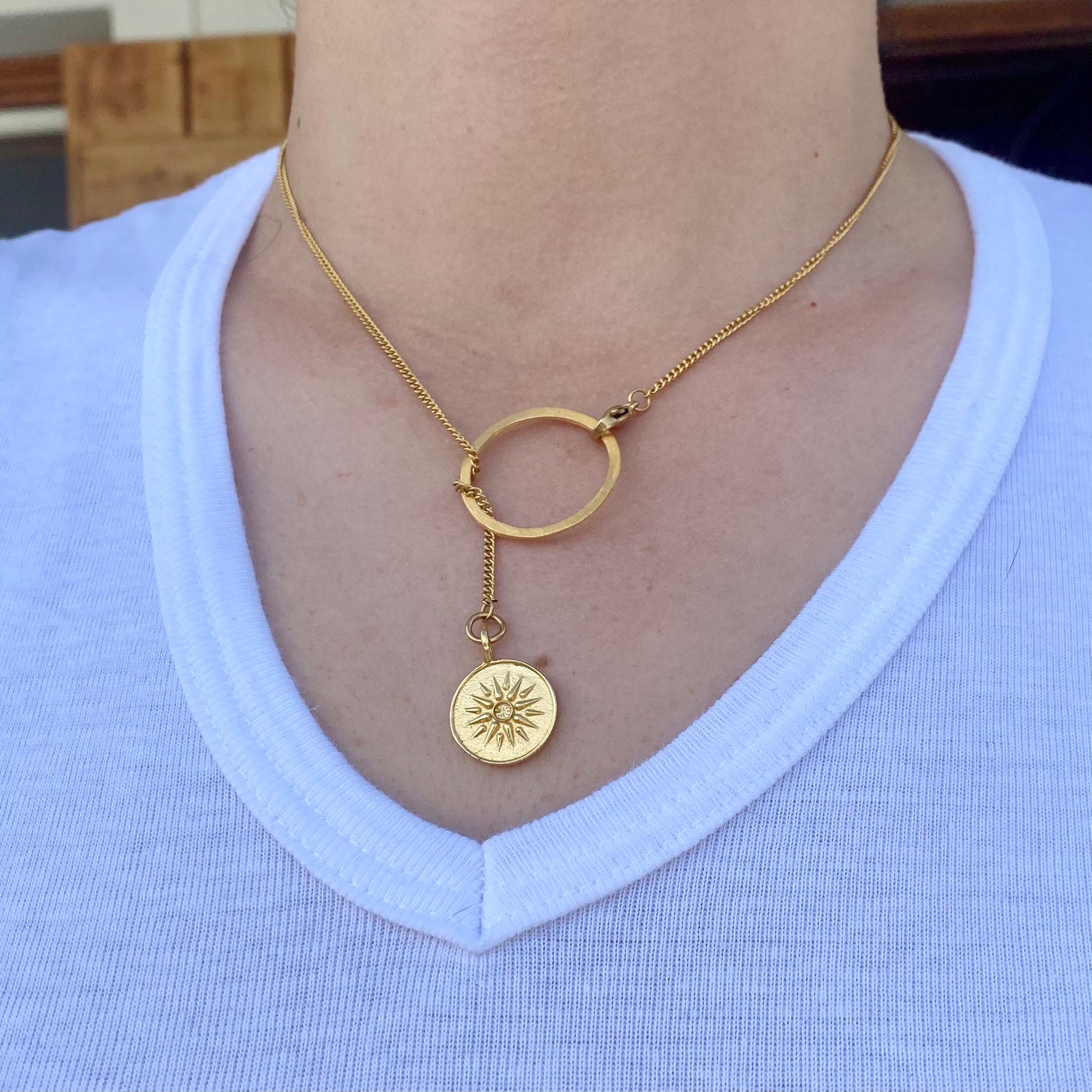 Greek necklace Circle Lariat necklace lariat y necklace Etsy