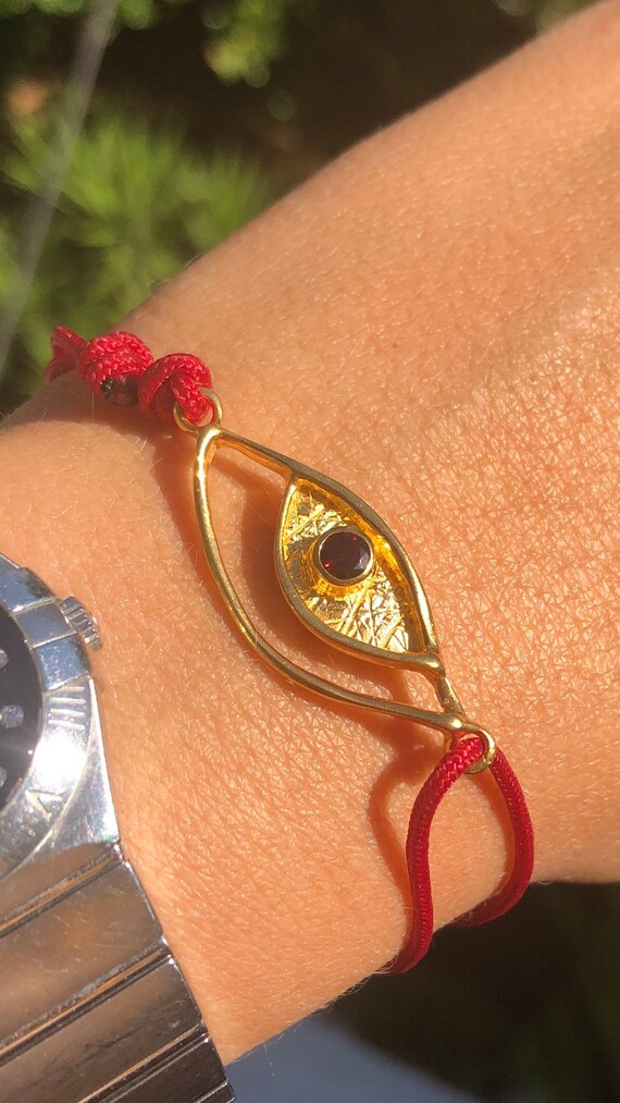 Evil eye bracelet red gold evil eye bracelet evil eye with Etsy