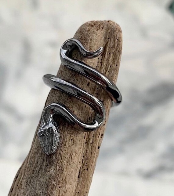 Snake Ring Black Snake Ring Adjustable Snake Ring Spiral Etsy