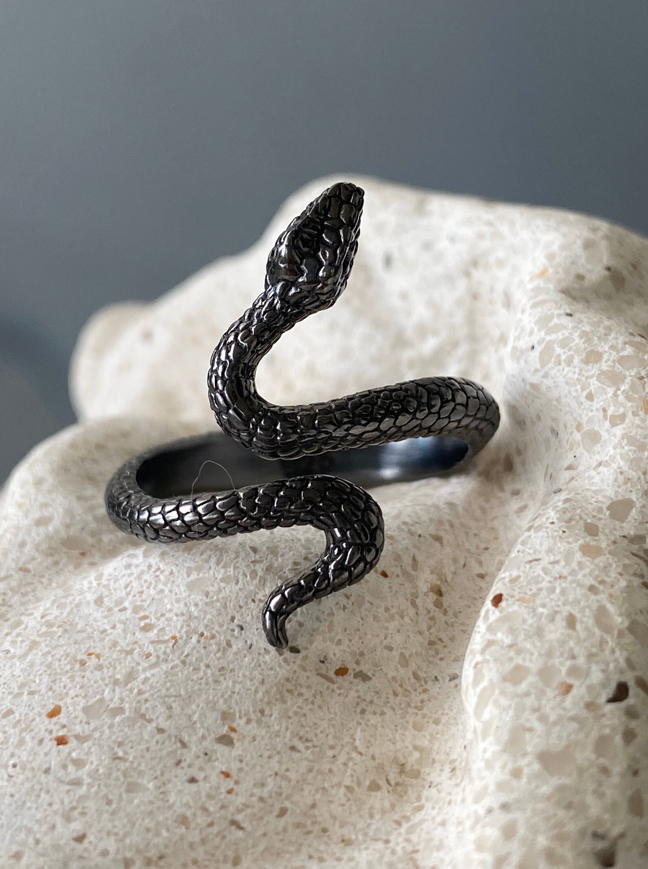 0.20ct Fancy Black Diamond Snake Ring in 14k Yellow Gold – Mark Broumand