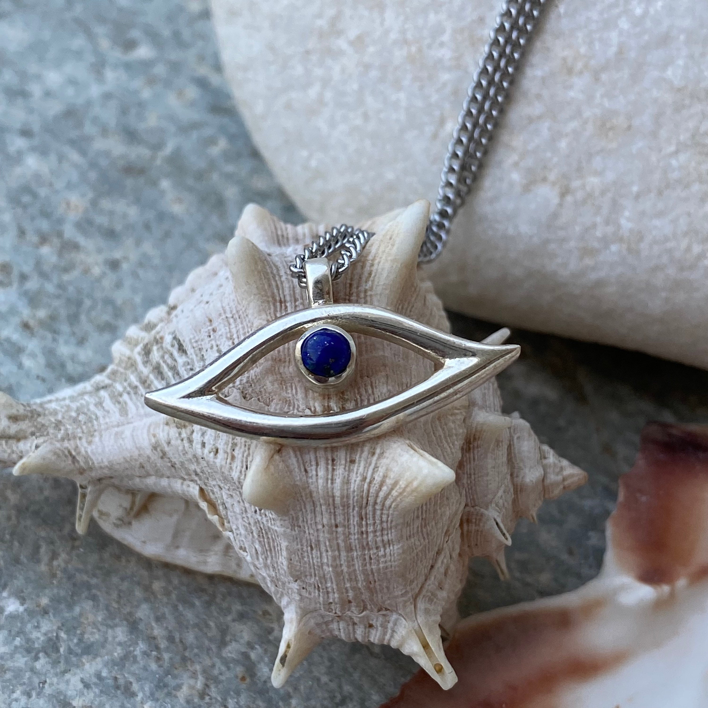 Evil Eye Necklace Blue Eye Necklace Blue Lapis Necklace Etsy