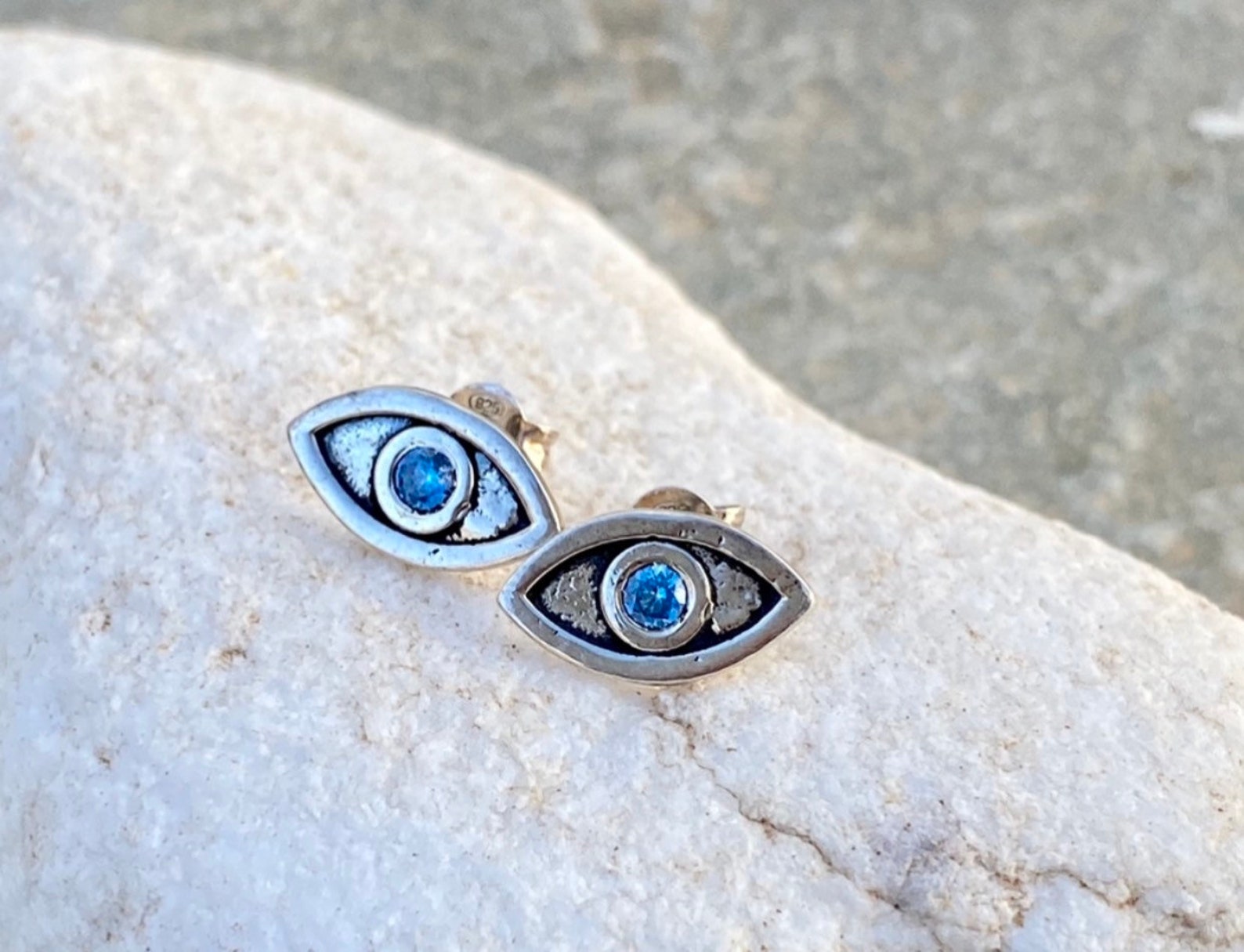 Blue evil eye earrings Clearance