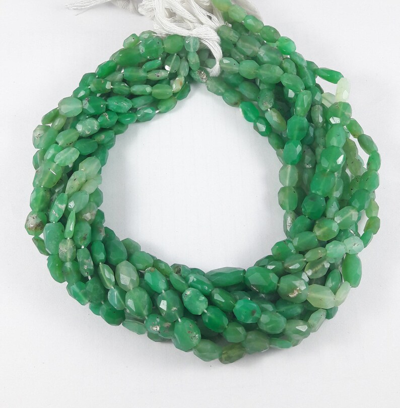 1 Strand Chrysoprase 9 mm x 7 mm Chrysoprase Faceted OvalBeads Stone Facet Chrysoprase Oval Beads 13.5 inch Strand