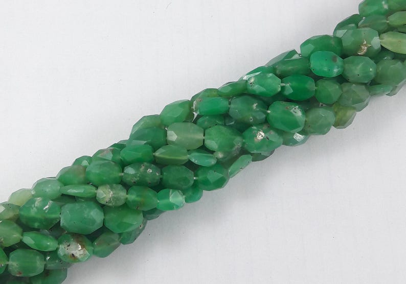 1 Strand Chrysoprase 9 mm x 7 mm Chrysoprase Faceted OvalBeads Stone Facet Chrysoprase Oval Beads 13.5 inch Strand
