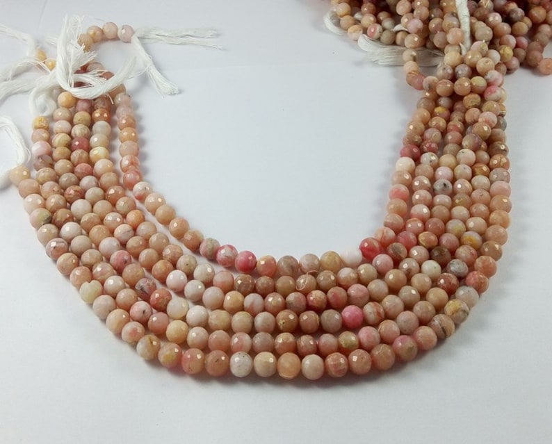 1 Strand 8mm-9mm Pink Opal Smooth Beads Stone Smooth Rondelles 14 inch Strands