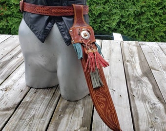 Medieval Warrior Dagger Leather  Sheath Belt Set / Tribal Viking Larp Accessories