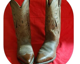 Unisex Tooled Western Boots Cowboy Size 7.5