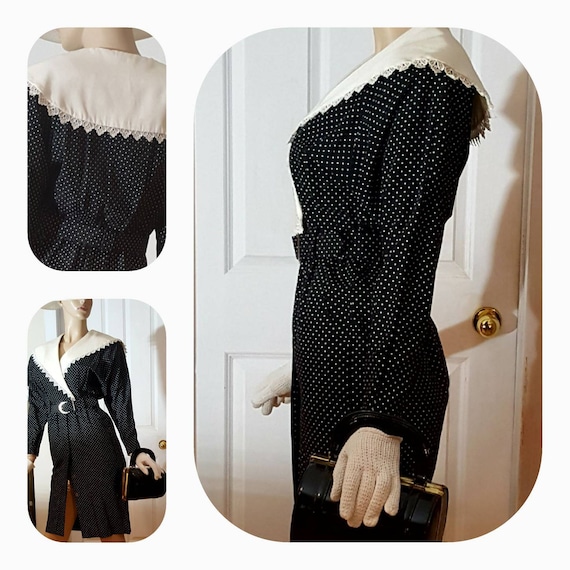 Authentic Polka Dot Button Through Wrap Dress Uni… - image 2