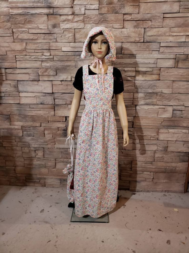 Pilgrim Apron Bonnet Set Pioneer Girl Cosplay