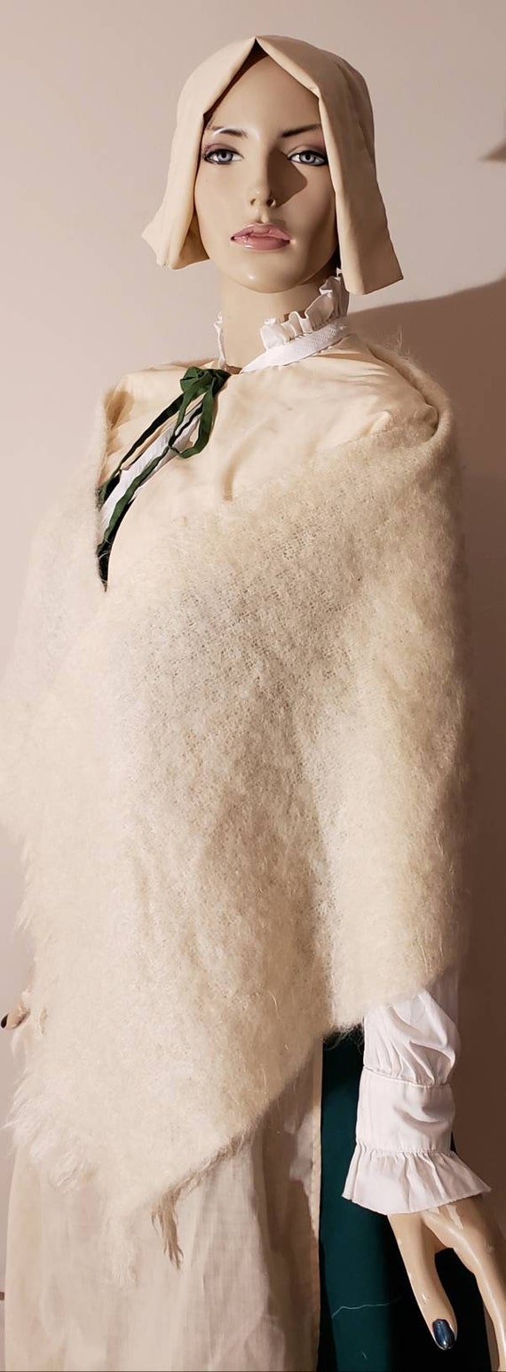 Beige Mohair Wrap Scarf Historical Outerwear - image 7