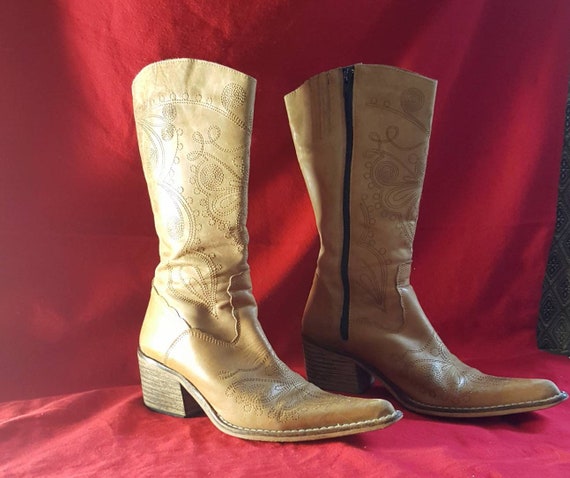 Cowboy Boots With Zipper Closure Etsy