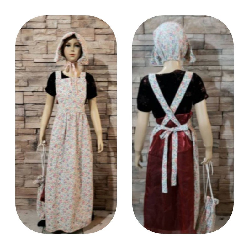 Pilgrim Apron Bonnet Set Pioneer Girl Cosplay