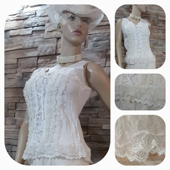 Silk Lace Victorian Bohemian Blouse Vintage Edward