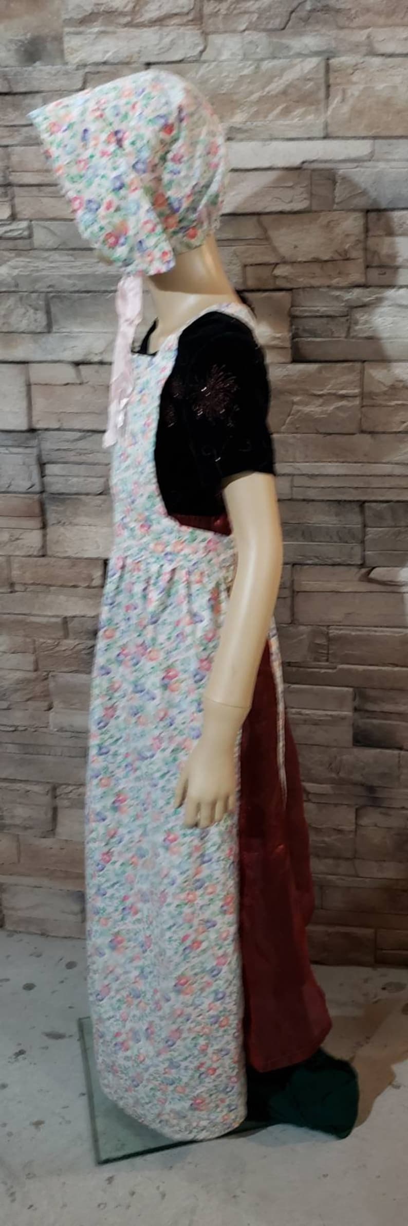 Pilgrim Apron Bonnet Set Pioneer Girl Cosplay
