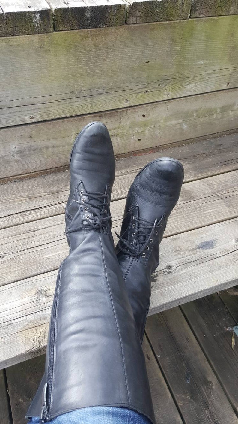 Black tall steampunk bootsvintage riding footwear
