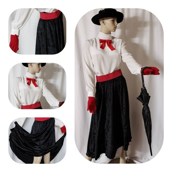 thumbnail image 2 of Magical Victorian Nanny Costume Accessories Set – Crow Medals, Black Hat – Fancy Dress (Adults) 2 of 6