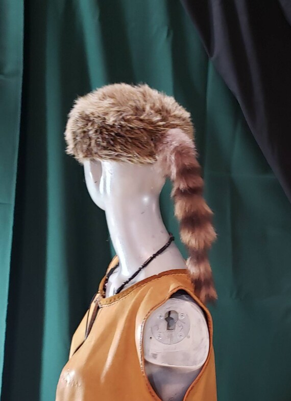 Trapper Faux fur raccoon tail hat Festival winter