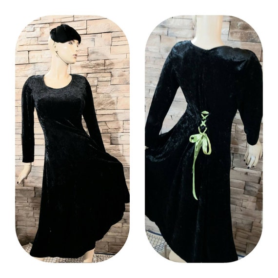Women long black velvet dress /Halloween Witch Cos