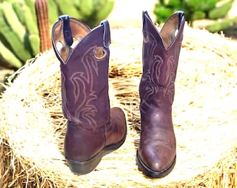 Men's Vintage Western Leather Boots, Cowboy Boots