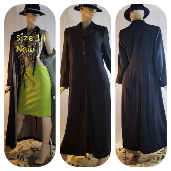 Long navy blue death stock 90s trench coat
