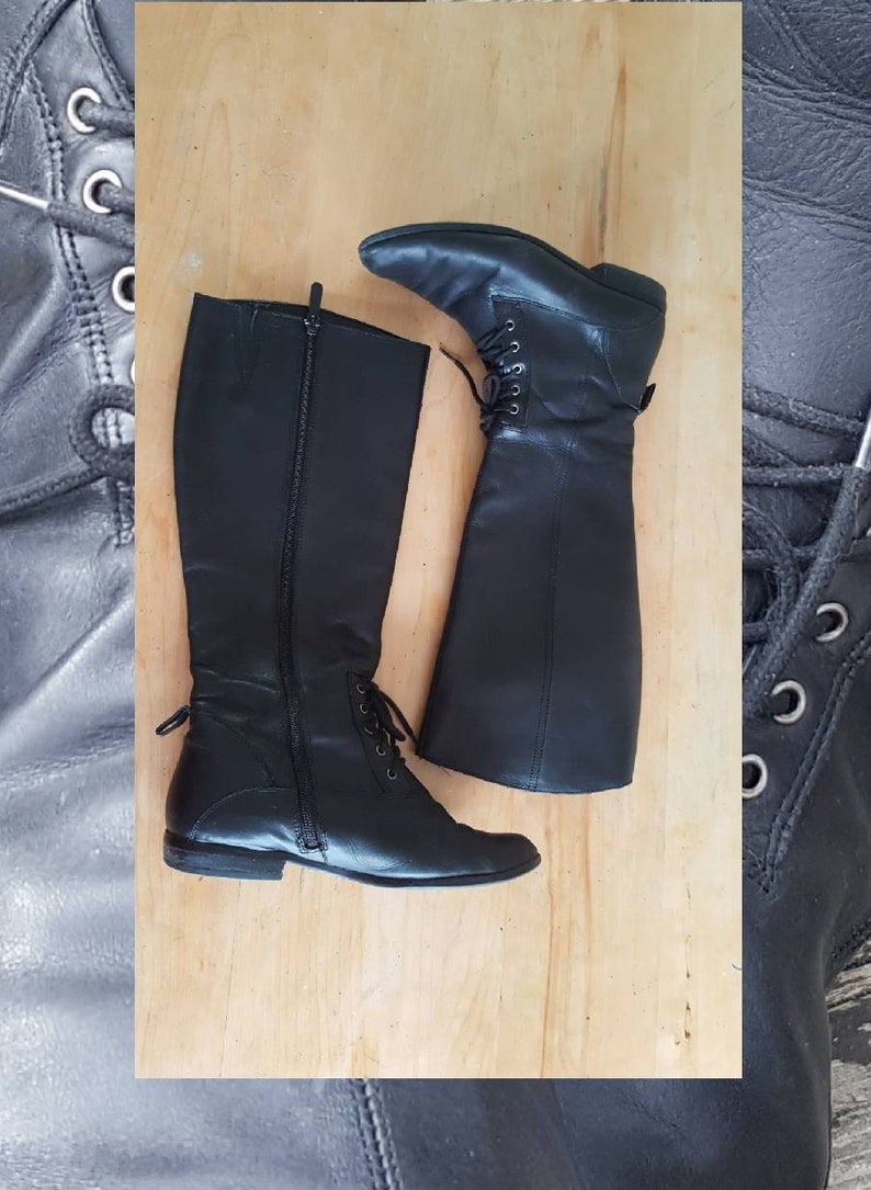 Black tall steampunk bootsvintage riding footwear