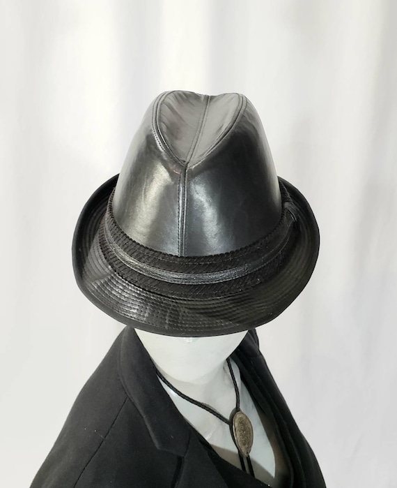 Vintage Faux Leather Fedora Hat