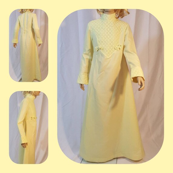 Girls 70s yellow maxi dress