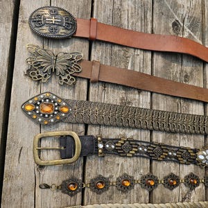 Vintage Chico\'s Y2K Genuine Leather Whipstitch Concho Boho Western Belt Womens S Y2k Concho Belt - Etsy main image 3
