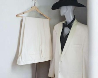 White Tuxedo Suit, Wedding, Prom, Father Of Bride, Men Size 48
