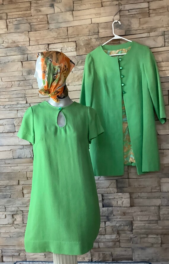 Green Mod mini Dress Coat set