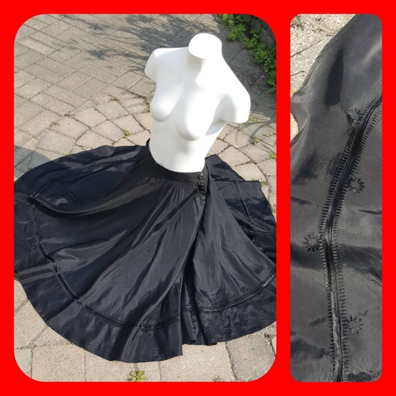 Antique Black Satin Folkloric Dance Skirt