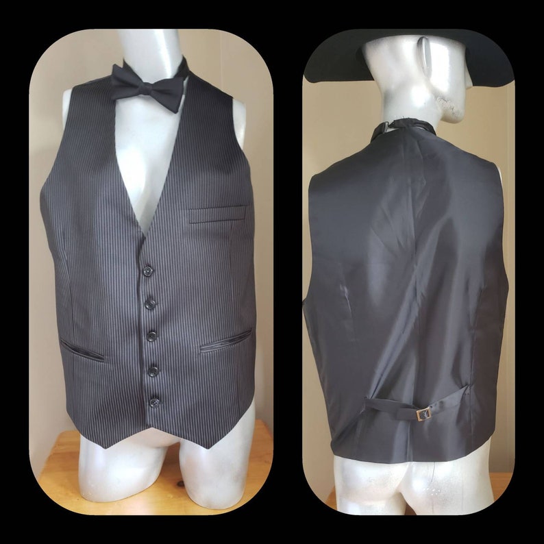 Pinstripe Formal Vest Gentlemen Waistcoat Size M image 1