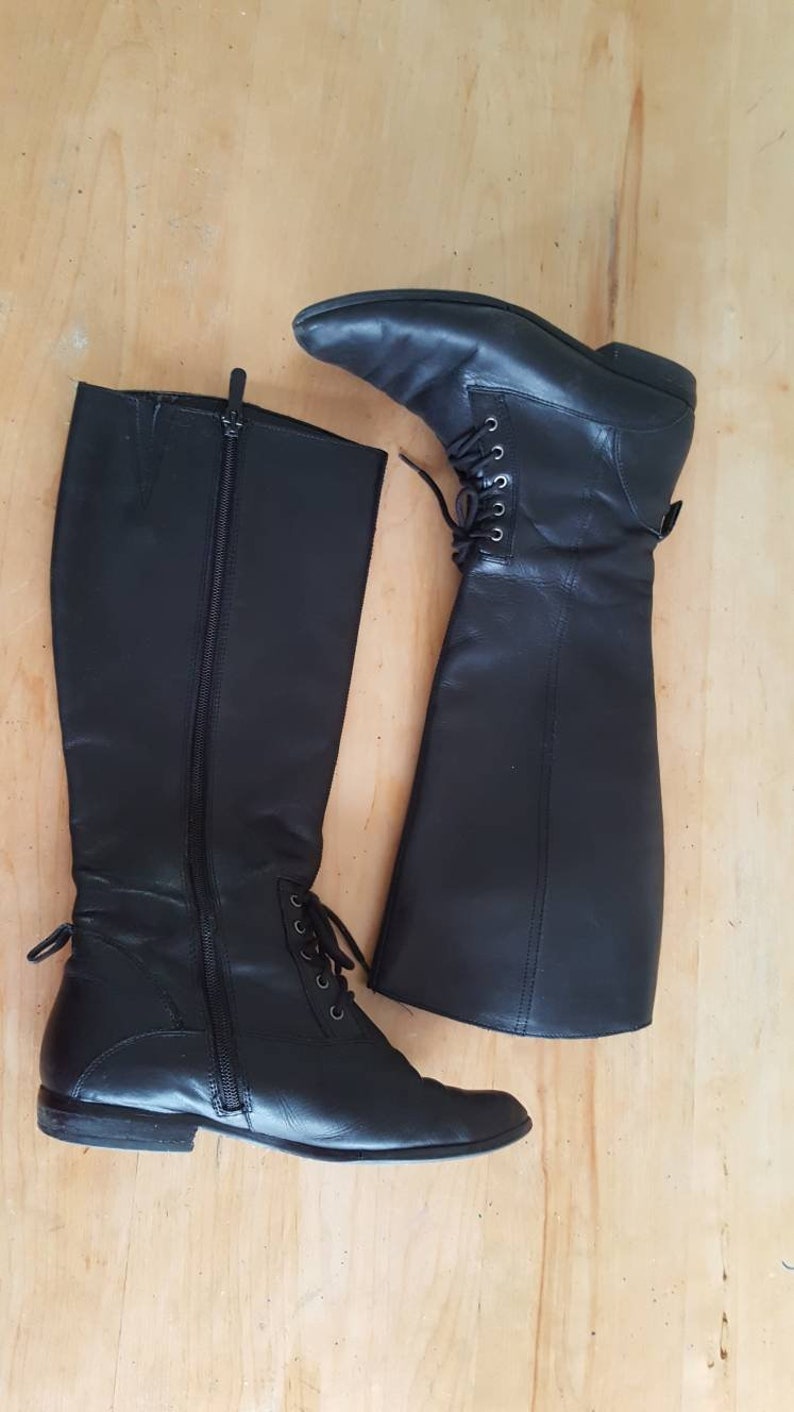 Black tall steampunk bootsvintage riding footwear