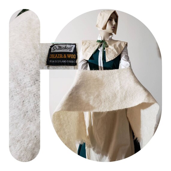 Beige Mohair Wrap Scarf/historical outerwear