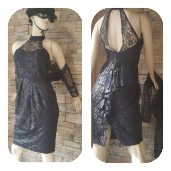 Sexy Black Lace Bustle Dress