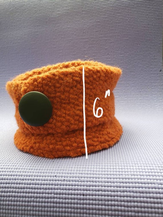 Orange 50s Style Winter Cloche Pillbox Hat - image 10