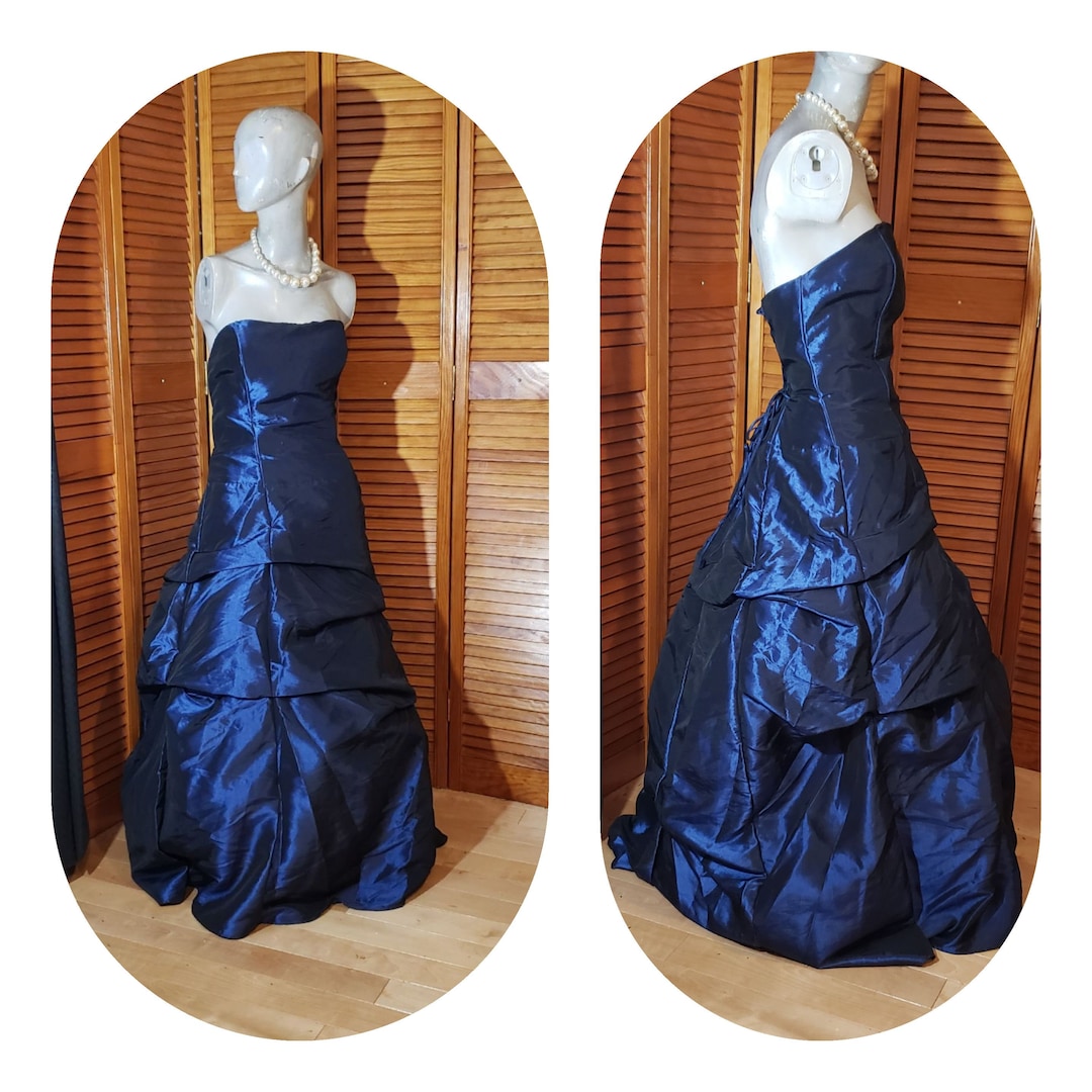 Strapless Ball Gown with Crystal Embellished Bodice Dark Navy main image 1