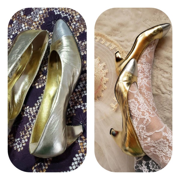 Gold Retro Wedding Pumps Made in Italy