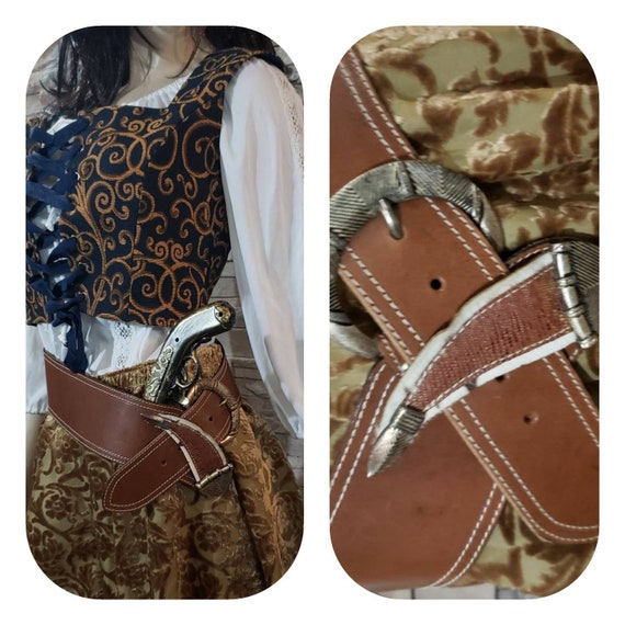 Wide Brown Leather Hip Belt