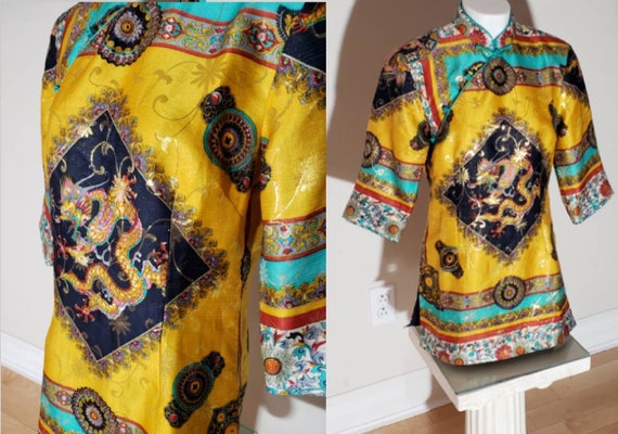 Chinese silk Tunic-Dress/dragon print